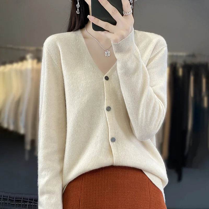 Wool Cardigan – Soft Cashmere O-Neck Sweater - Stylemein