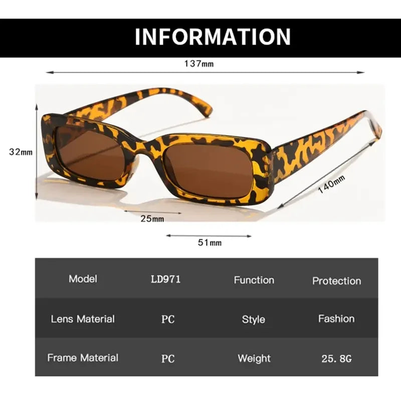 Vintage Small Rectangle Sunglasses – Retro Square Eyewear for Women with Anti-Glare UV Protection