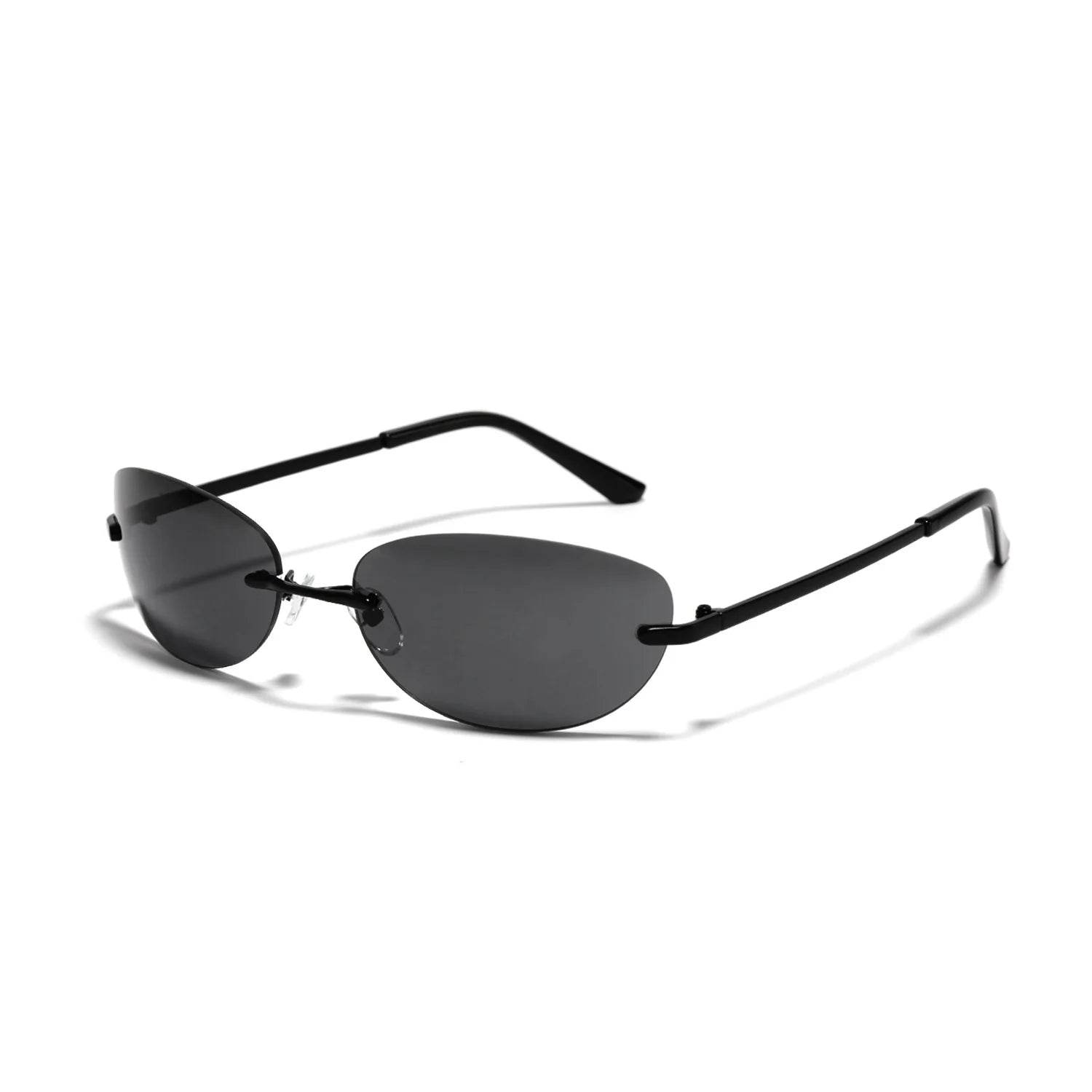 Stylemein - Oval Rimless Y2K Sunglasses for Women – Retro Futuristic Spice Girl Style Eyewear