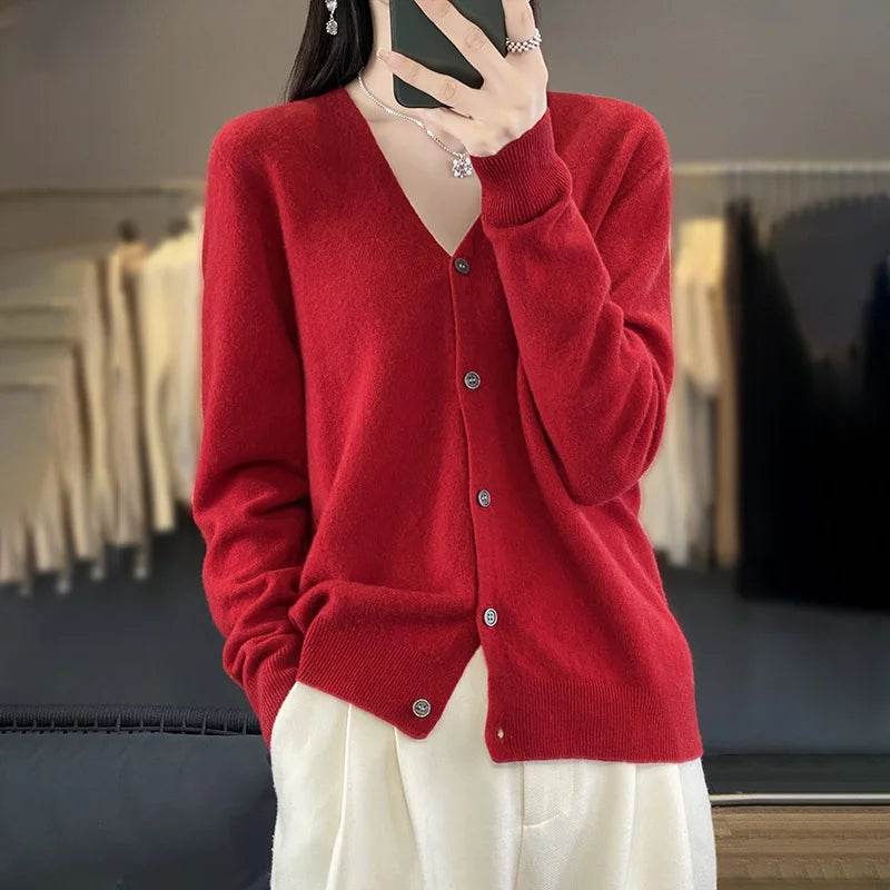 Wool Cardigan – Soft Cashmere O-Neck Sweater - Stylemein