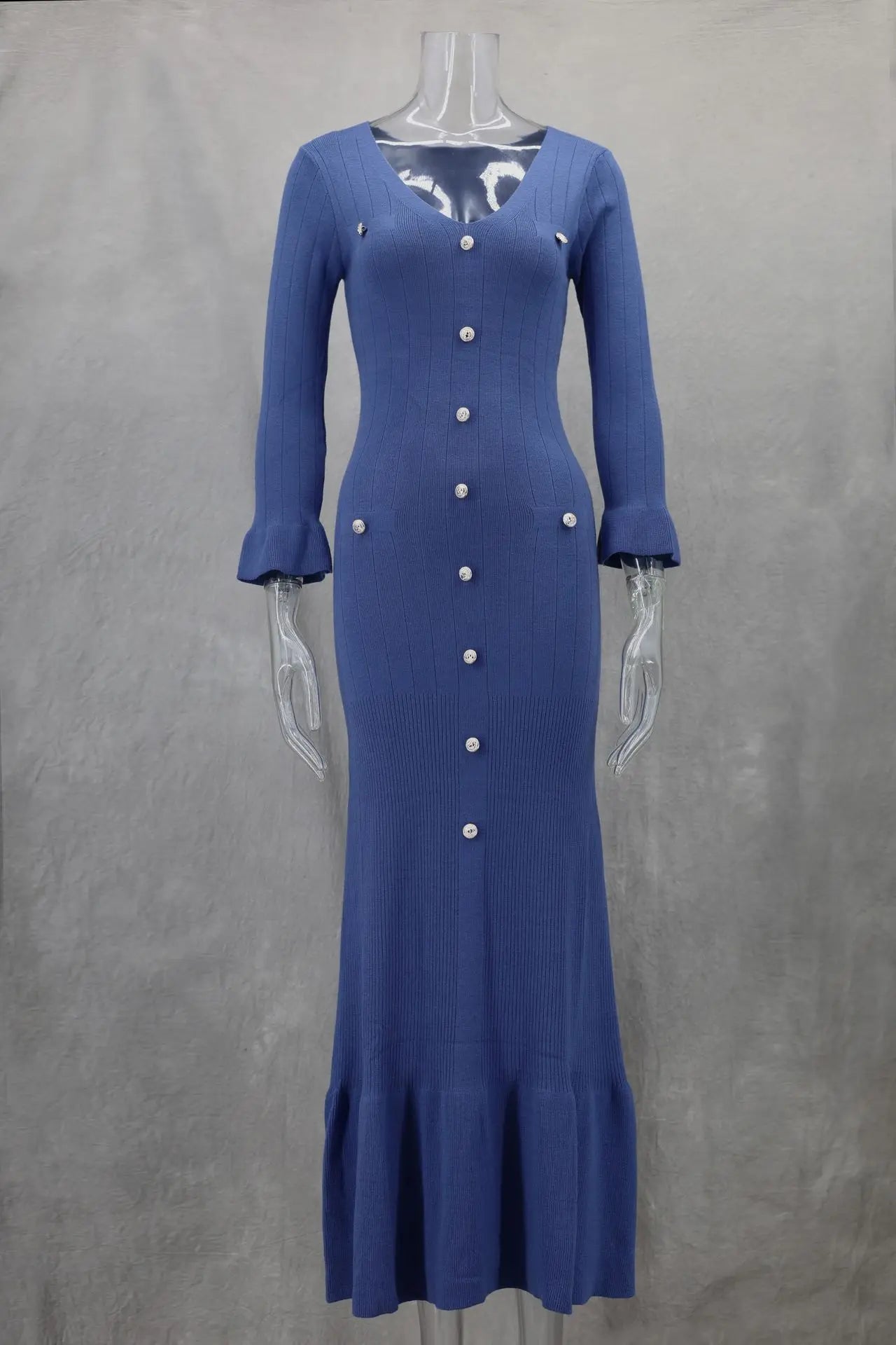Elegant Knitted Long Dress for Women – Office & Party Wear