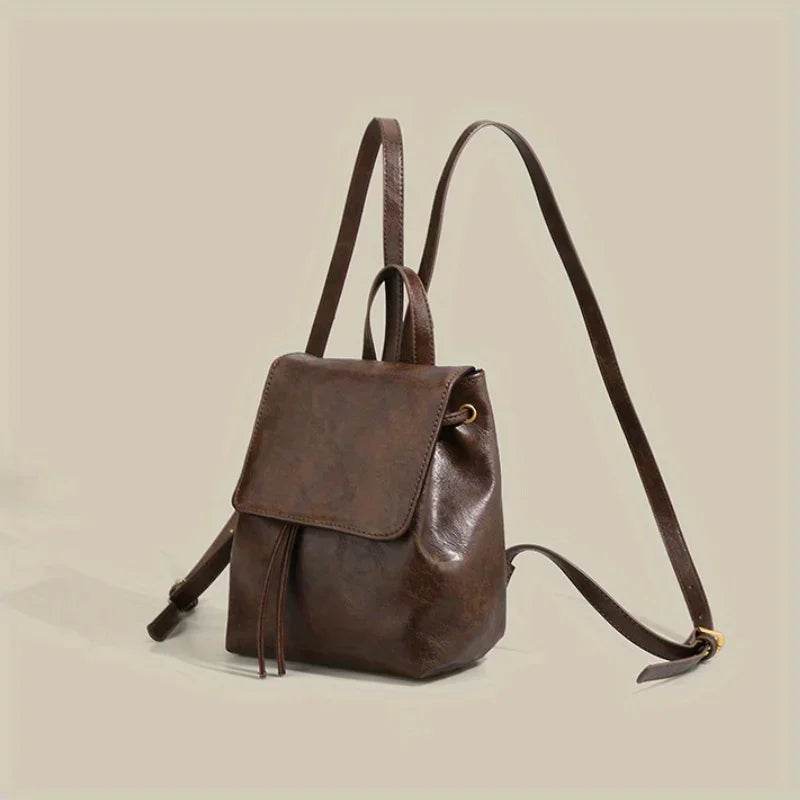 Small Drawstring Backpack for Women: PU Leather Mini Backpack for School & Travel - Stylemein