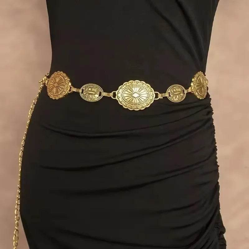 Bohemian Silver Waist Chain: Retro Ethnic Style Belt for Women - Stylemein