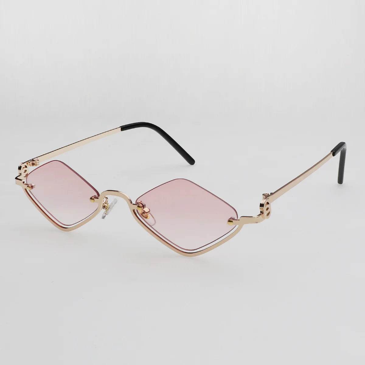 Stylemein - Small Polygonal Sunglasses for Women – Vintage Metal Half Frame Cat Eye Shades