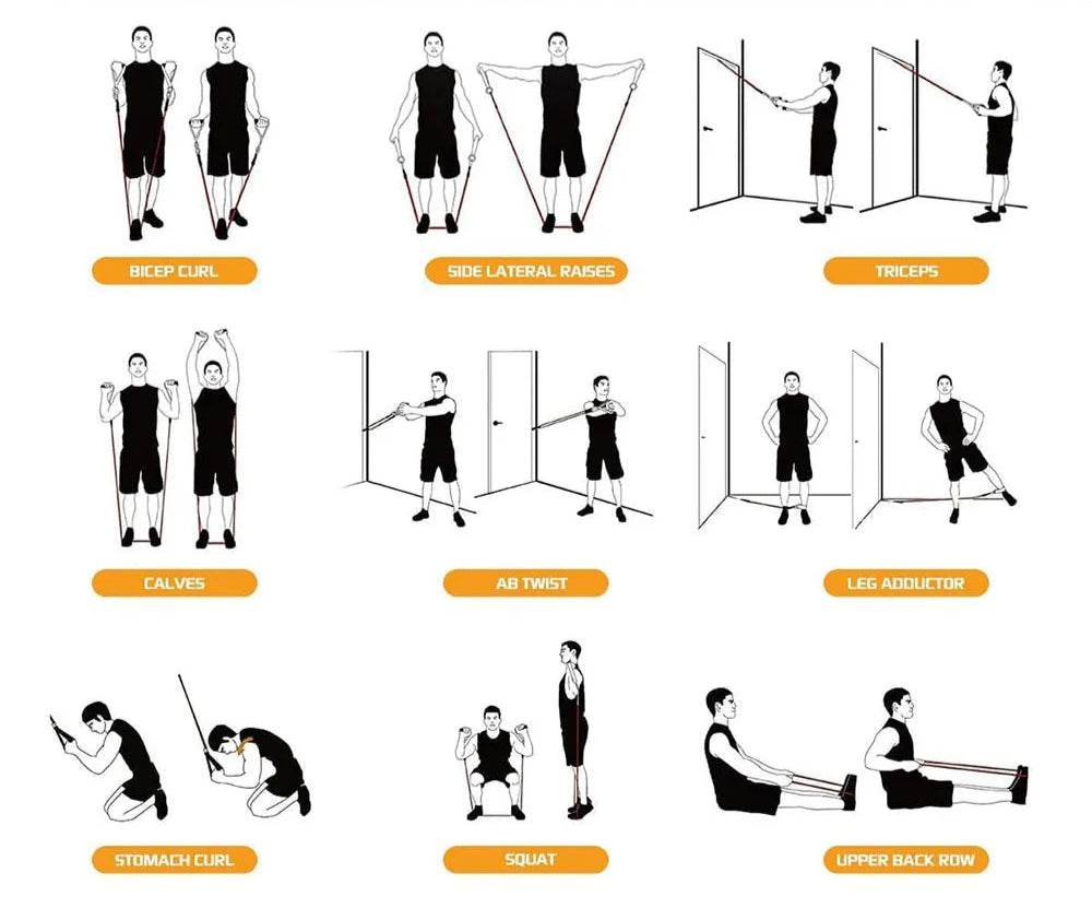 Resistance Bands Set: Tension Pull Ropes for Full Body Workout at Home - Stylemein