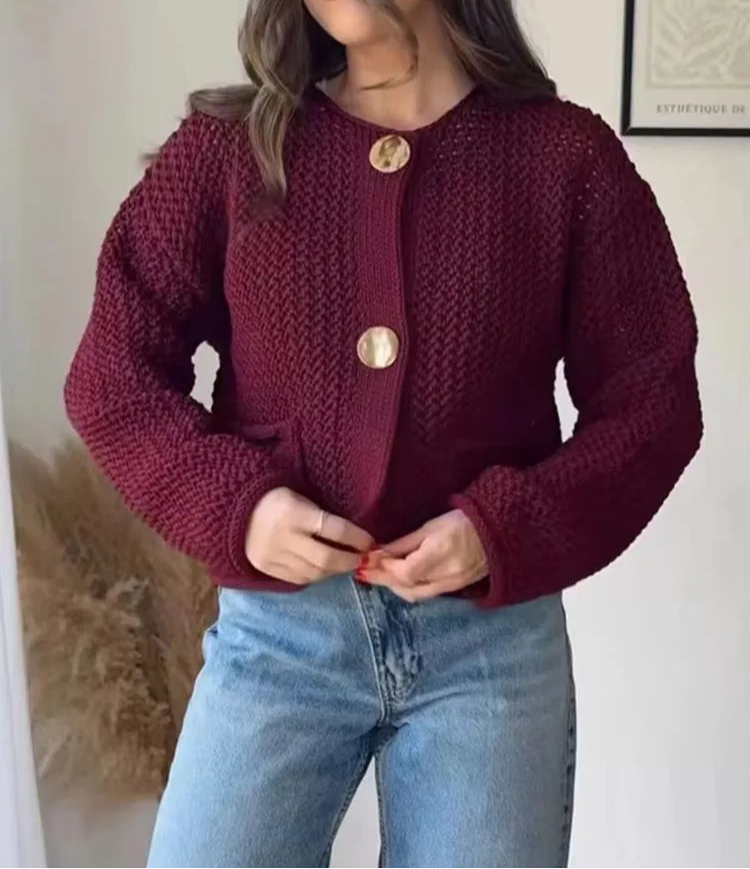 Women’s Knitted Cardigan – Loose Button Long Sleeve Autumn Winter Sweater