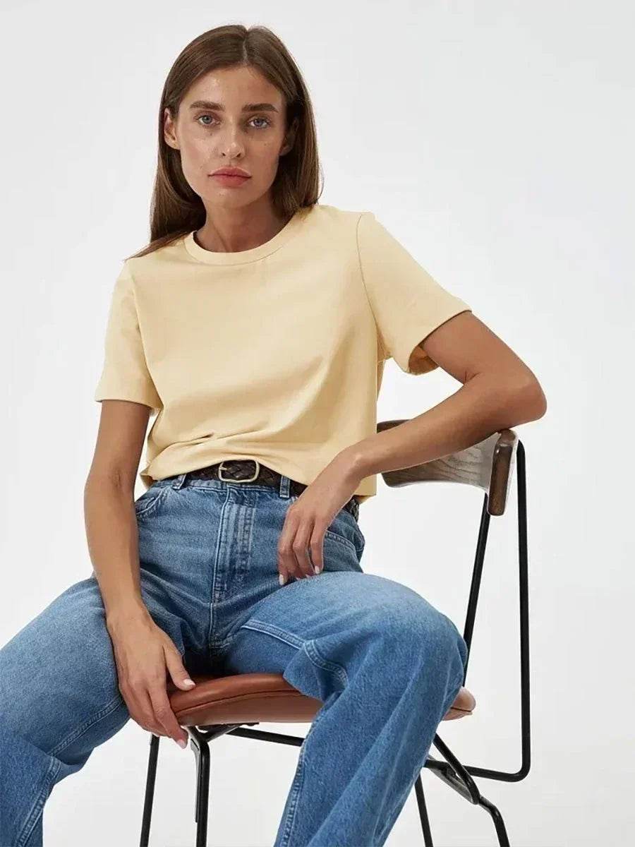 100% Cotton Women’s T-Shirt – Loose Fit Summer Basic Tee - Stylemein