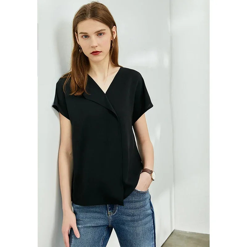 Women’s Chiffon Blouse – Minimalist Loose Fit Elegant Casual Top