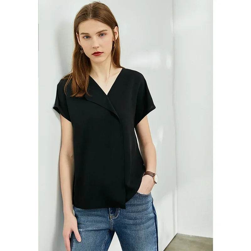Stylemein - Women’s Chiffon Blouse – Minimalist Loose Fit Elegant Casual Top