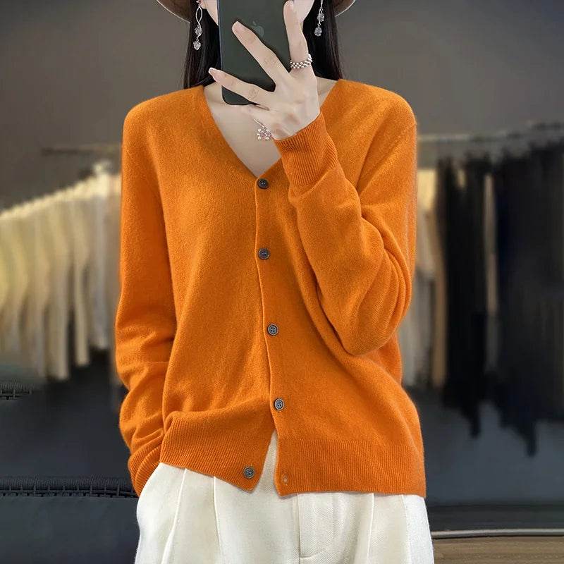 Wool Cardigan – Soft Cashmere O-Neck Sweater - Stylemein