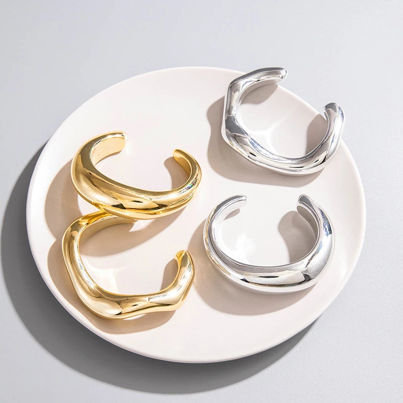 Vintage Geometric Cuff Bangle – Statement Open Bracelet for Women in Gold or Silver