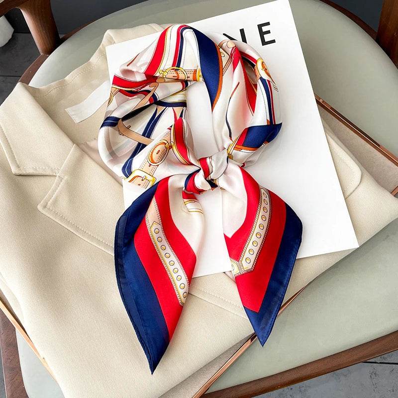 Stylemein - Luxury Satin Square Neckerchief for Women – Silk Feeling Scarf & Headband