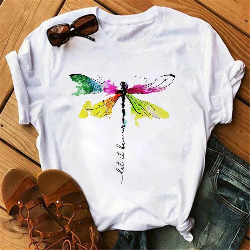 Stylemein - Gothic Butterfly Tree Print Harajuku T-Shirt – Women’s Round Neck Summer Casual Top