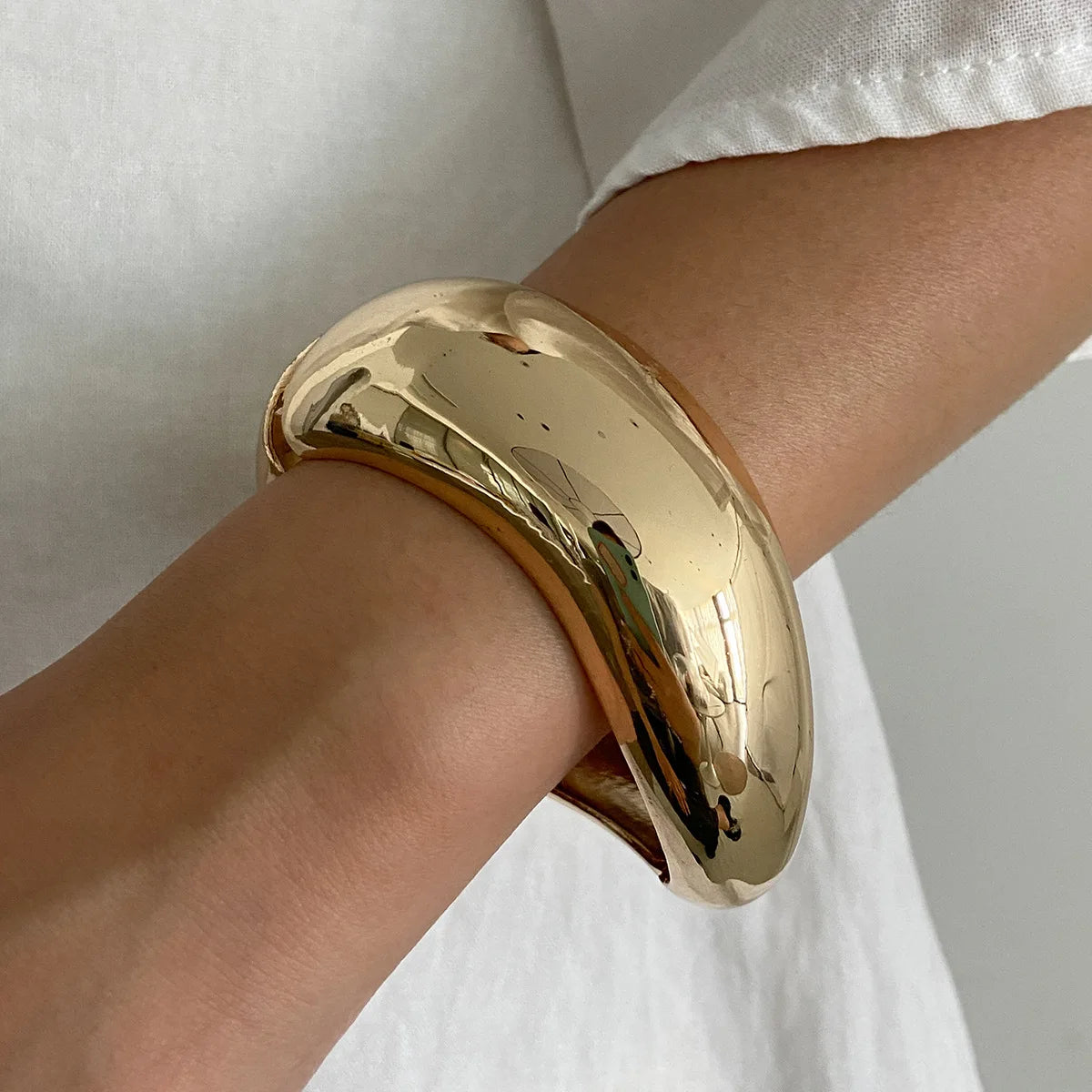 Punk Geometric Acrylic Resin Bangle – Silver Color Bracelet for Women & Men