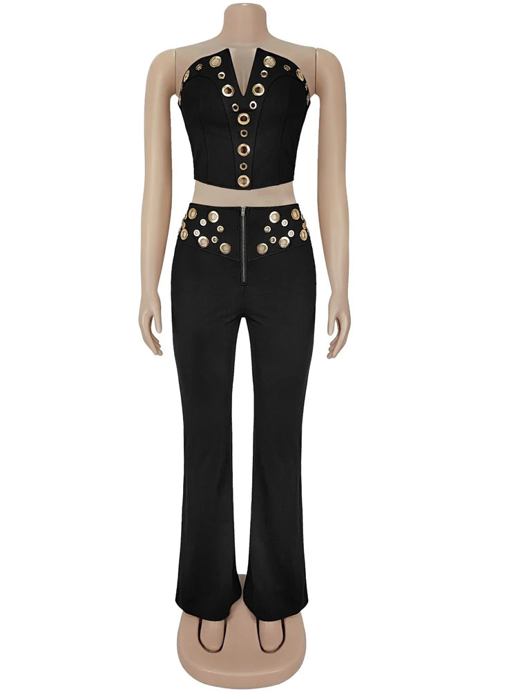 Wide-leg pants set for women


