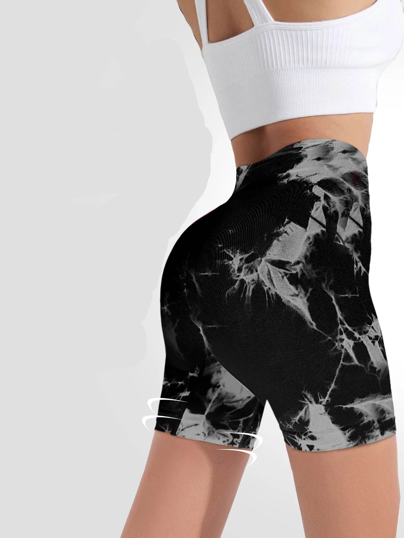 Tie-Dye Seamless High Waist Shorts – Peach-Lifting Fitness Yoga Bottoms - Stylemein