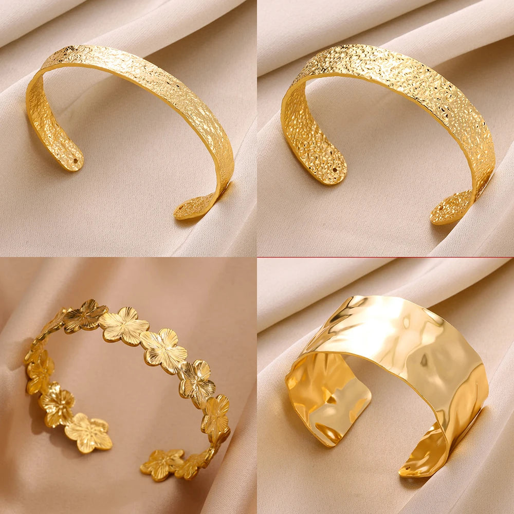 Gold flower cuff bracelet

