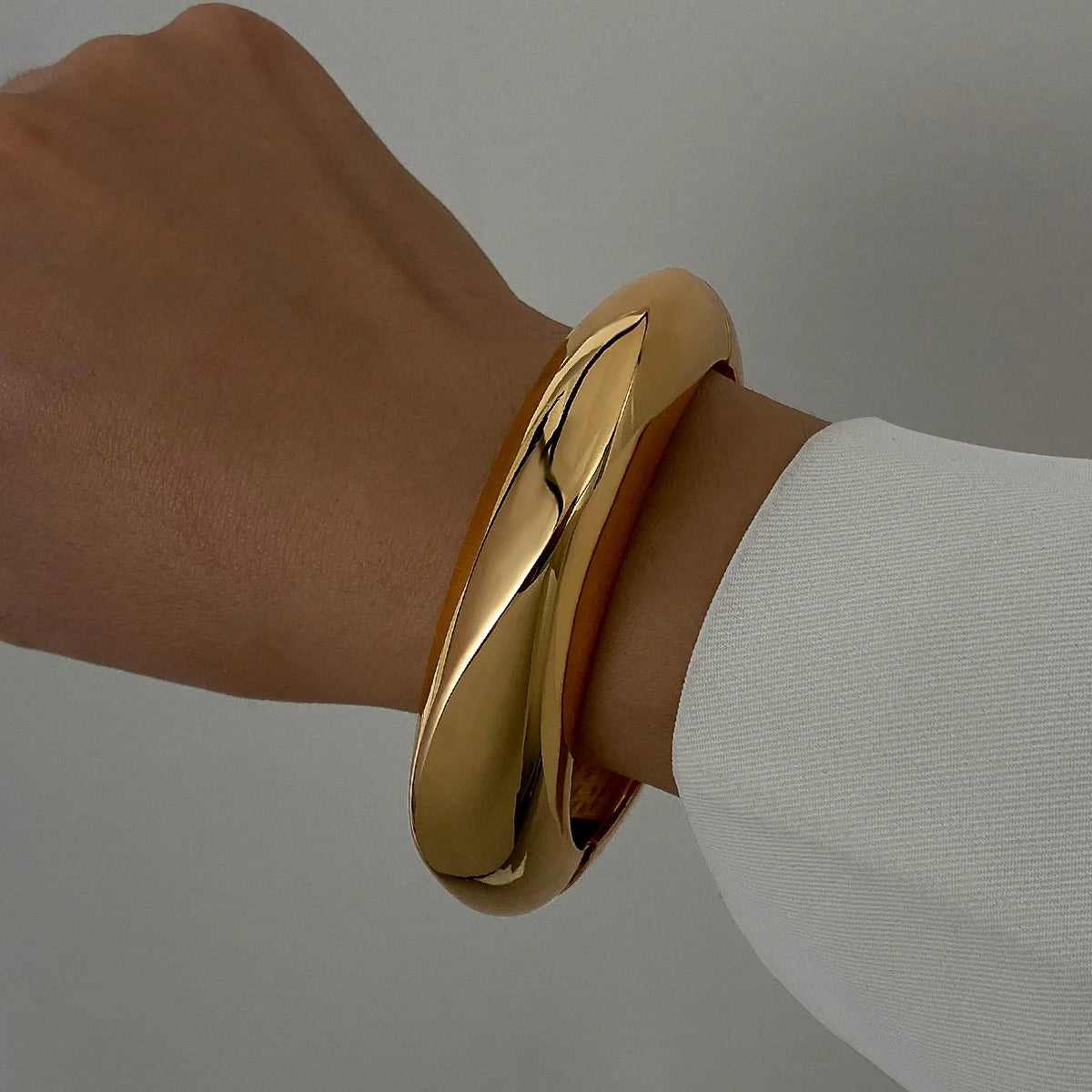 Wide Cuff Geometric Metal Bangles for Women & Men