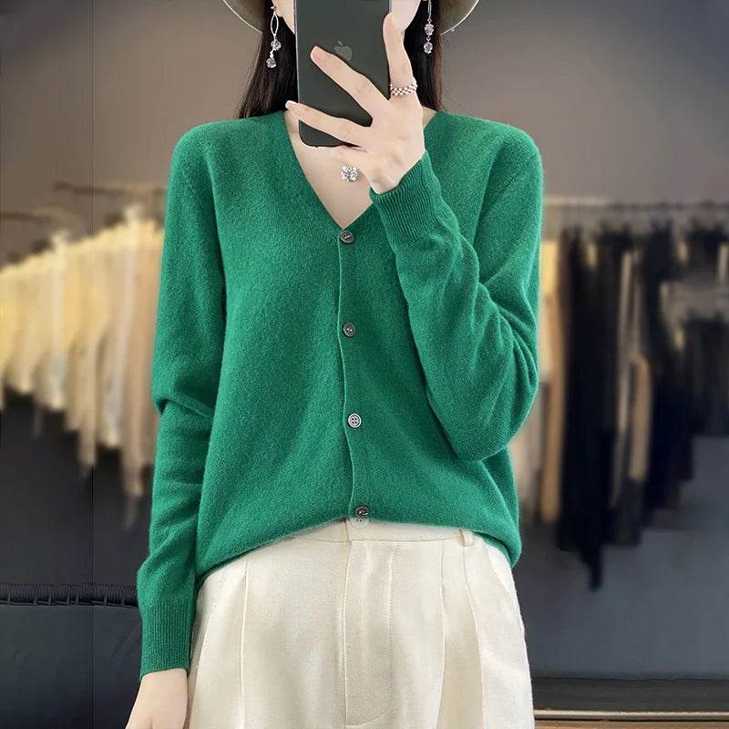 Wool Cardigan – Soft Cashmere O-Neck Sweater - Stylemein
