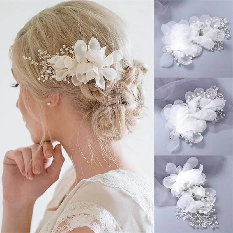 Flower Hair Comb Wedding Hair Accessories, Crystal Headdress, Bridal Hair Ornaments - Stylemein