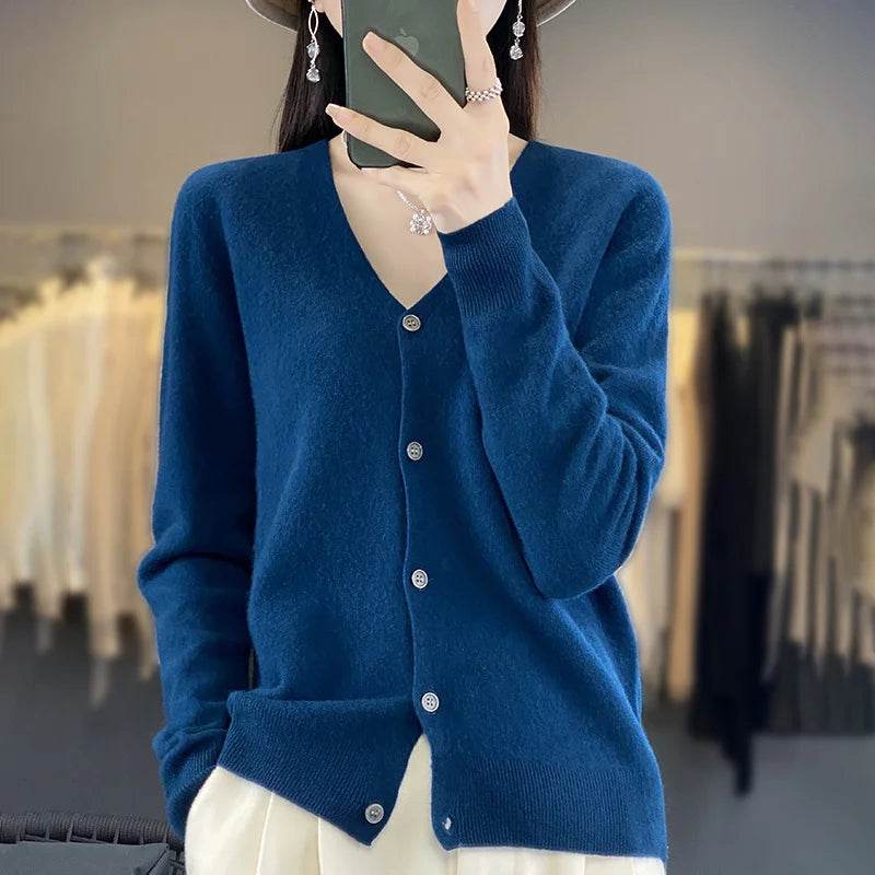 Wool Cardigan – Soft Cashmere O-Neck Sweater - Stylemein