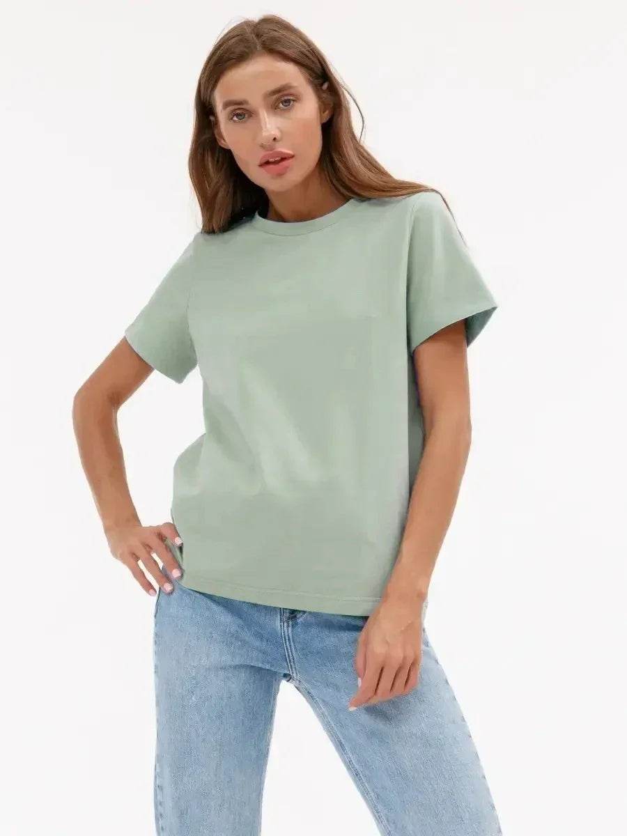 100% Cotton Women’s T-Shirt – Loose Fit Summer Basic Tee - Stylemein