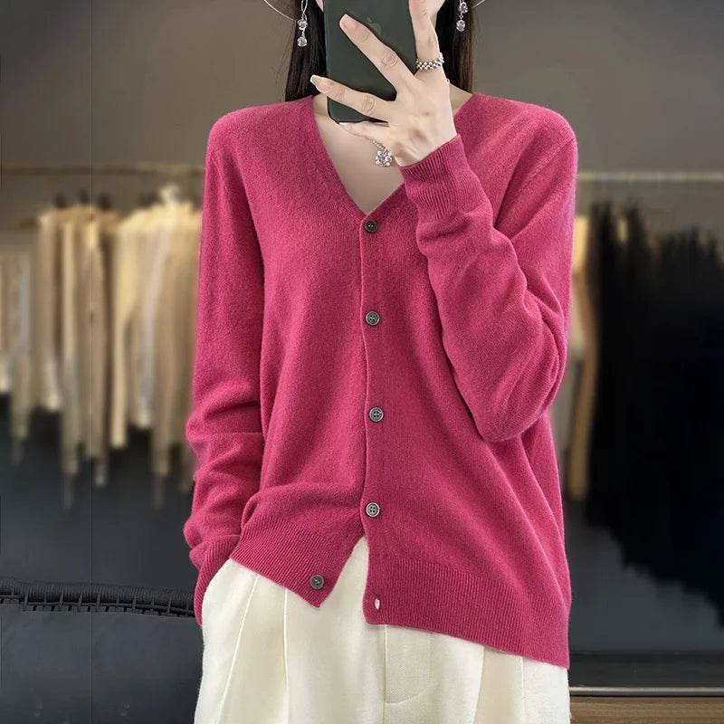 Wool Cardigan – Soft Cashmere O-Neck Sweater - Stylemein
