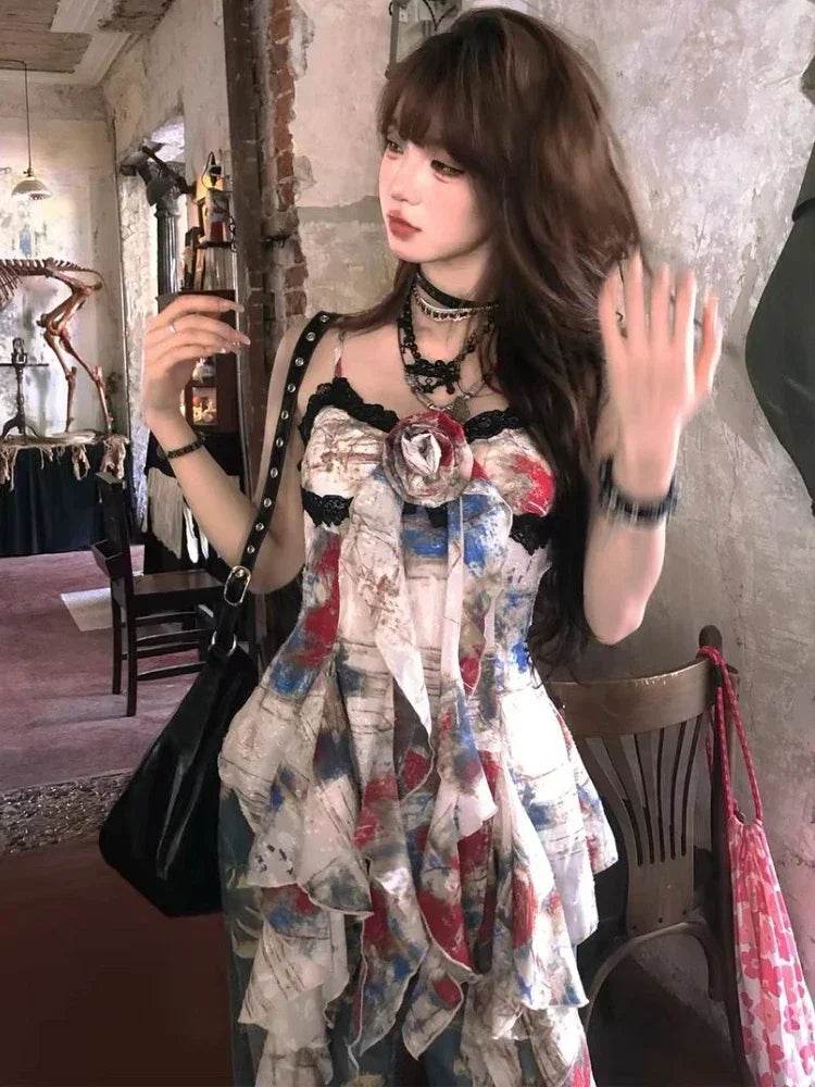 Sexy Gyaru Halter Top – Sweet Print Slim Fit Summer Crop - Stylemein