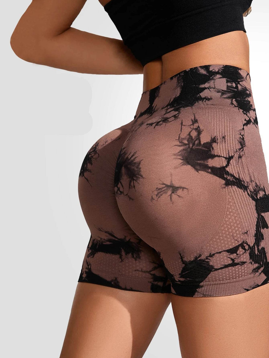 Tie-Dye Seamless High Waist Shorts – Peach-Lifting Fitness Yoga Bottoms - Stylemein