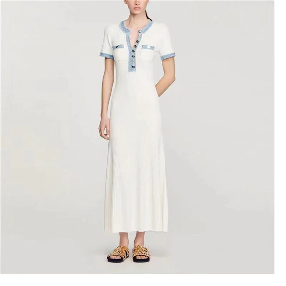 Elegant Women’s Knit Maxi Dress – Chic Bodycon Office Wear
