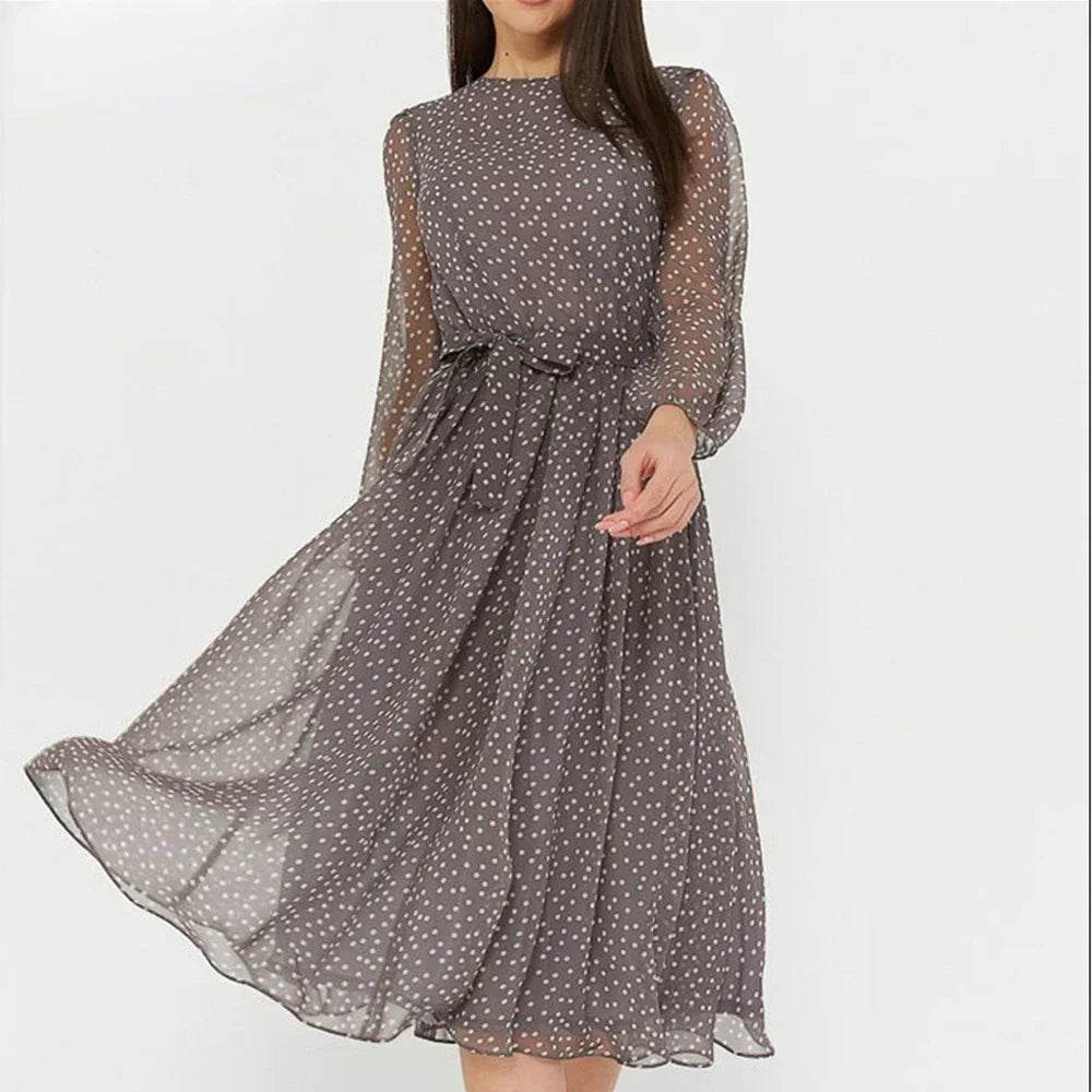 Dancing With Dots: Long Sleeve Dress for Your Inner Bohemian Goddess - Stylemein