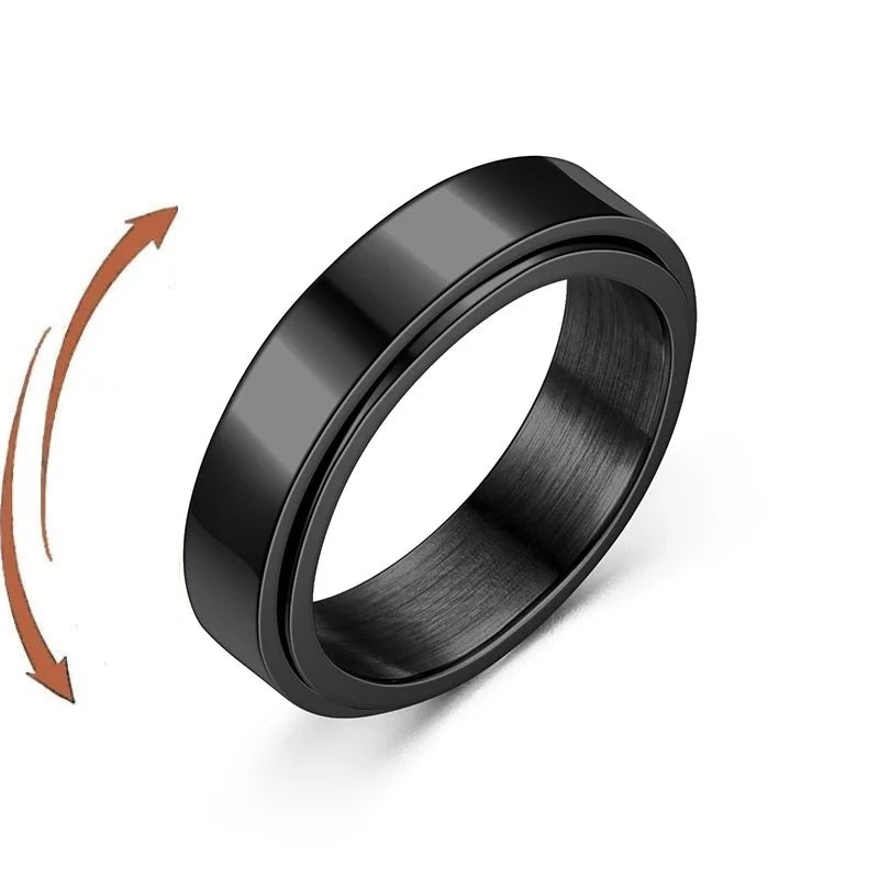 Anti-Stress Fidget Spinner Couple Rings – Rotating Stainless Steel Band for Lovers