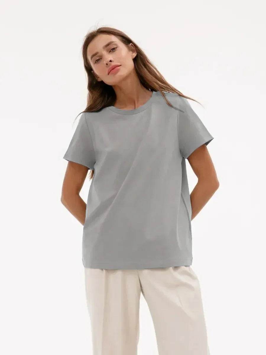 100% Cotton Women’s T-Shirt – Loose Fit Summer Basic Tee - Stylemein