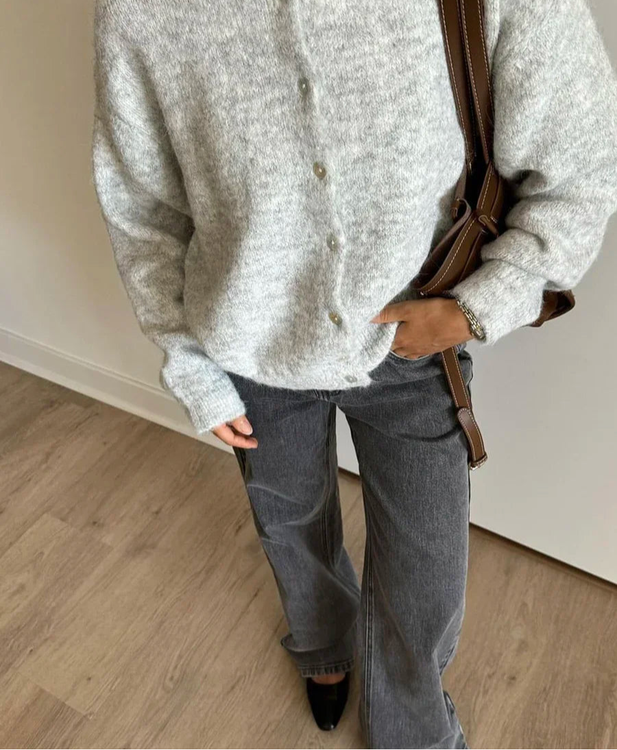 Elegant Cashmere Cardigan – Long Sleeve Knitted Casual Sweater