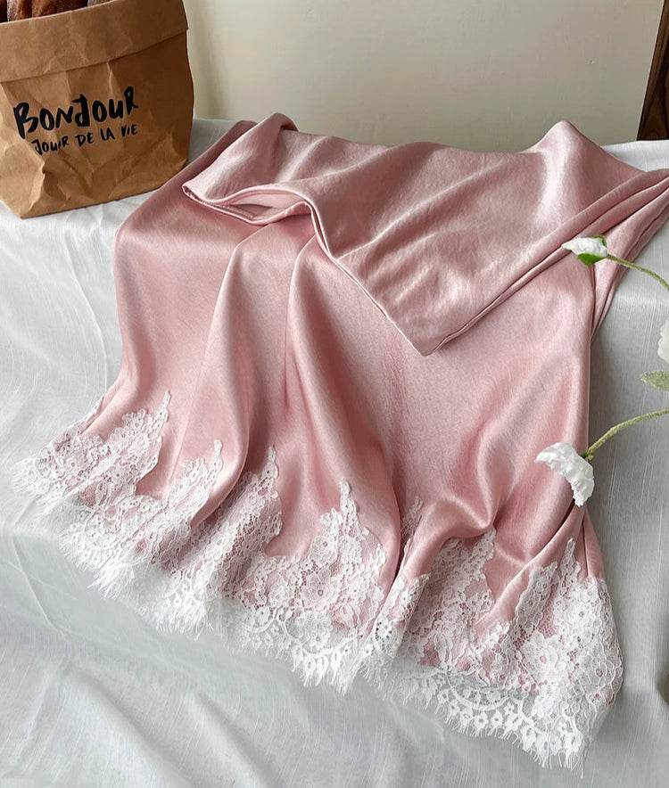 Elegant Satin Mermaid Skirt – Lace Patchwork A-Line Midi Skirt - Stylemein