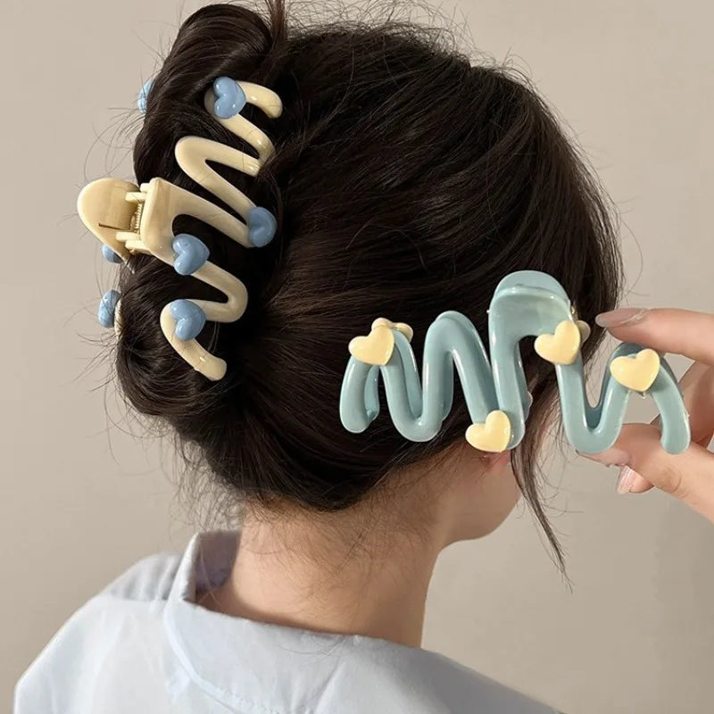 Blue Heart Wave Hair Claw Clip – Cute Women’s Accessory