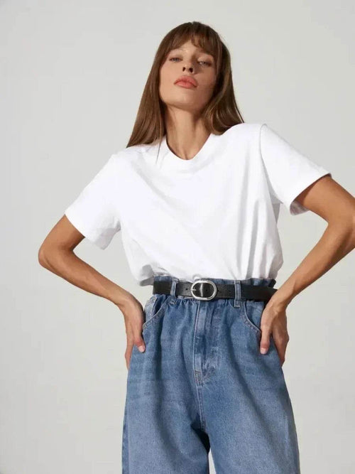 100% Cotton Women’s T-Shirt – Loose Fit Summer Basic Tee - Stylemein