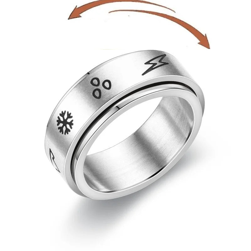 Anti-Stress Fidget Spinner Couple Rings – Rotating Stainless Steel Band for Lovers