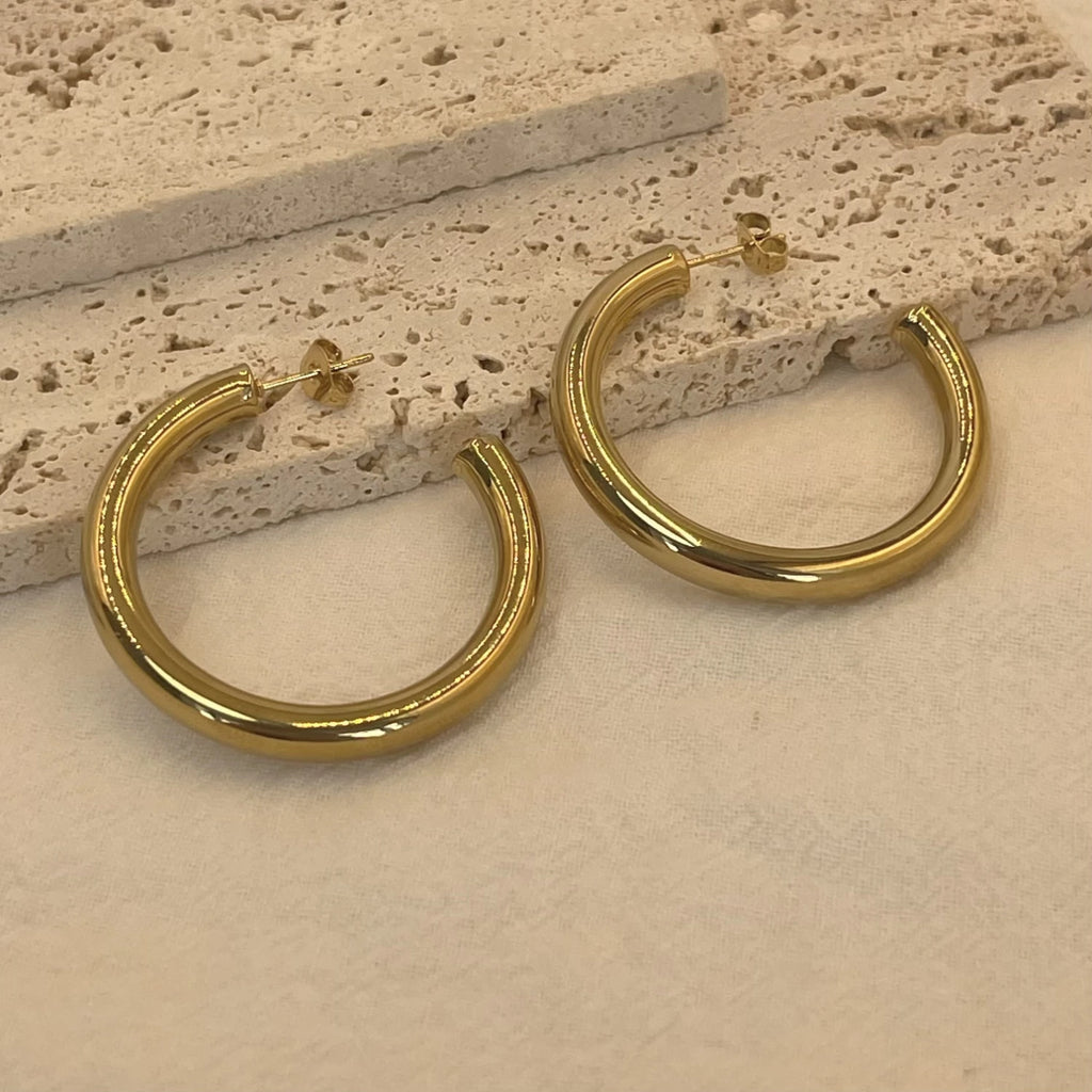 Large Gold Hoop Earrings for Women – 30/40/50mm Stainless Steel
