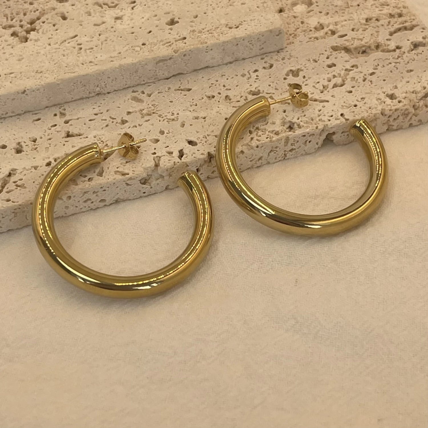 Large Gold Hoop Earrings for Women – 30/40/50mm Stainless Steel