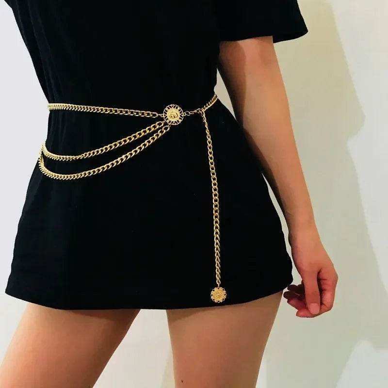 Retro Rhinestone Chain Belt – Multilayer Tassel Waist Chain for Women - Stylemein