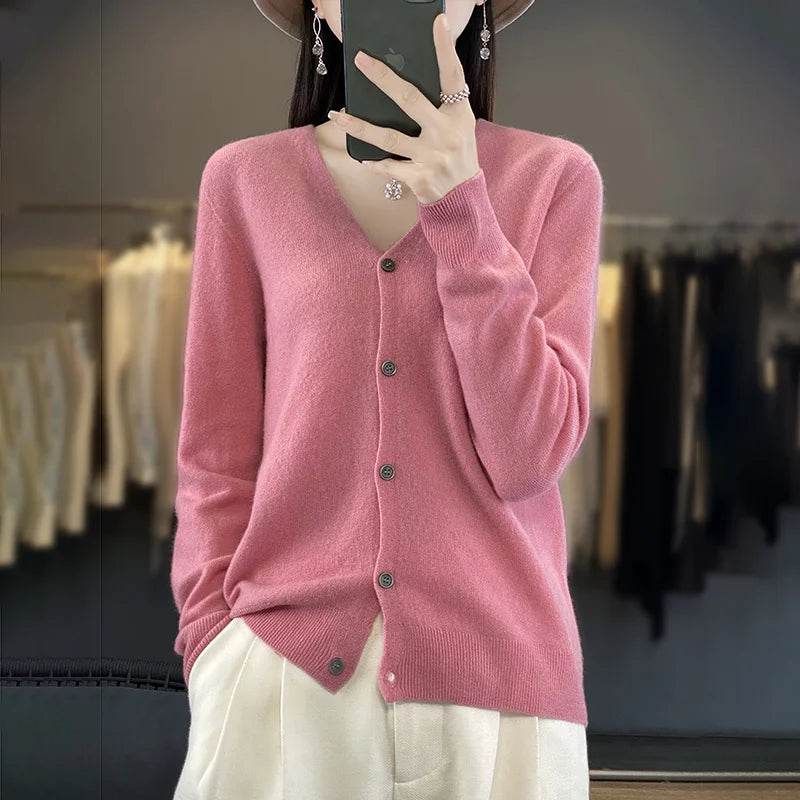 Wool Cardigan – Soft Cashmere O-Neck Sweater - Stylemein