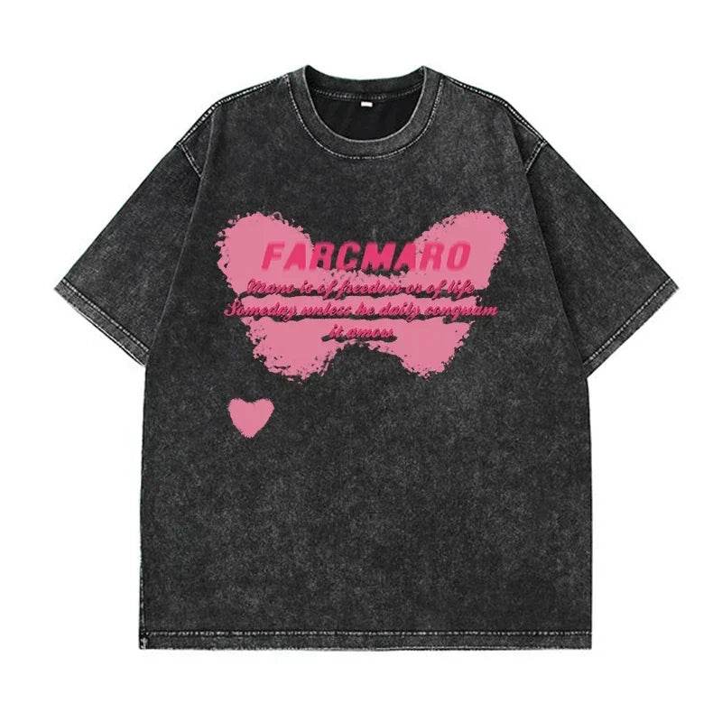 Fierce & Carefree - Vintage Oversized Graphic Tee with Multi Print for Ultimate Summer Vibes - Stylemein