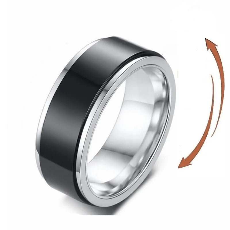 Anti-Stress Fidget Spinner Couple Rings – Rotating Stainless Steel Band for Lovers