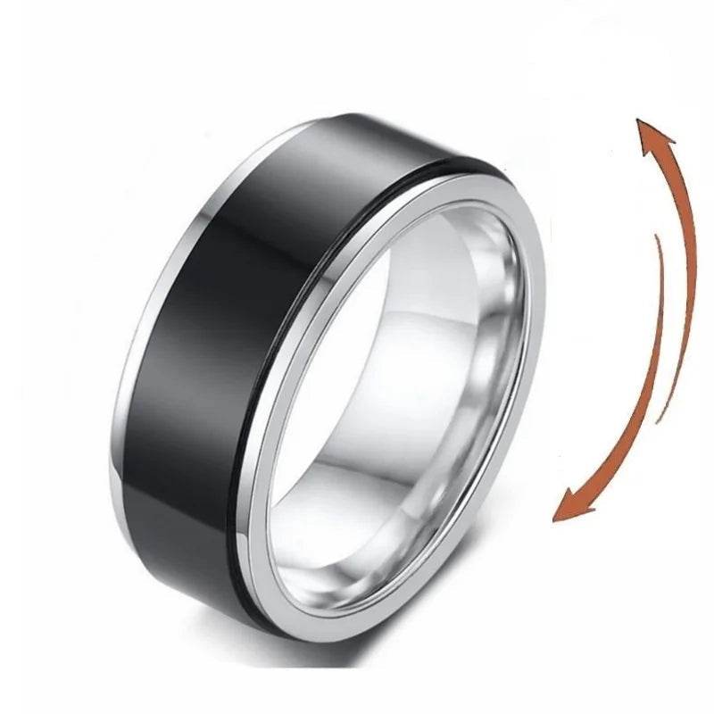 Stylemein - Anti-Stress Fidget Spinner Couple Rings – Rotating Stainless Steel Band for Lovers