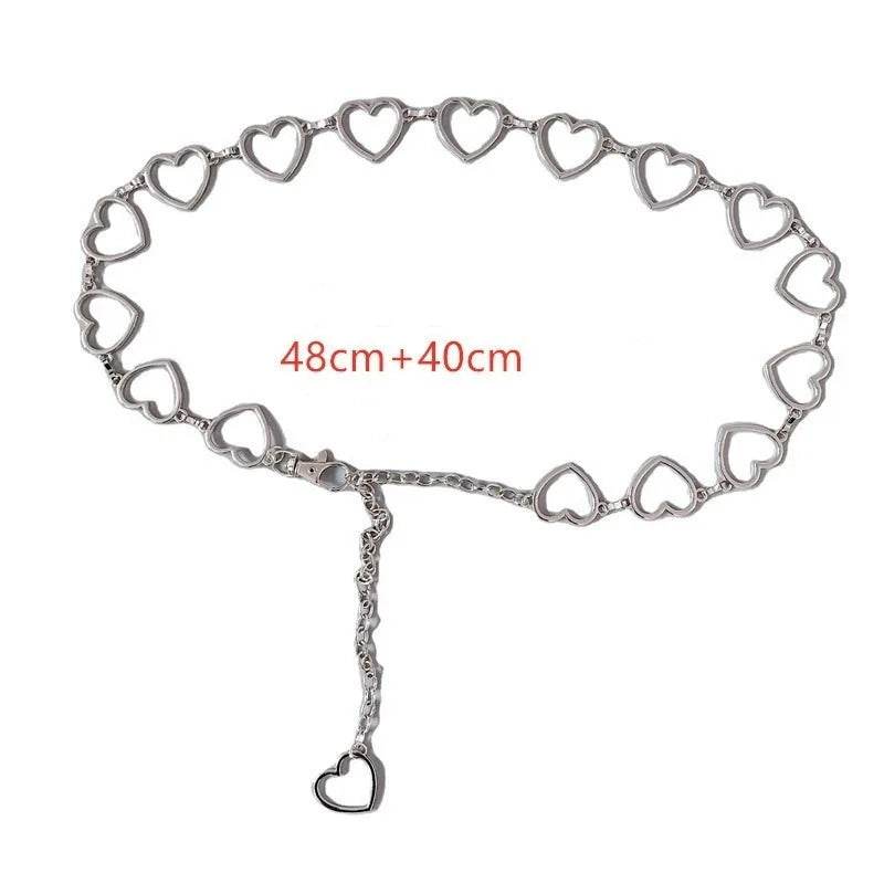 Heart-Shaped Metal Waist Chain – Chic Adjustable Belt for Women - Stylemein