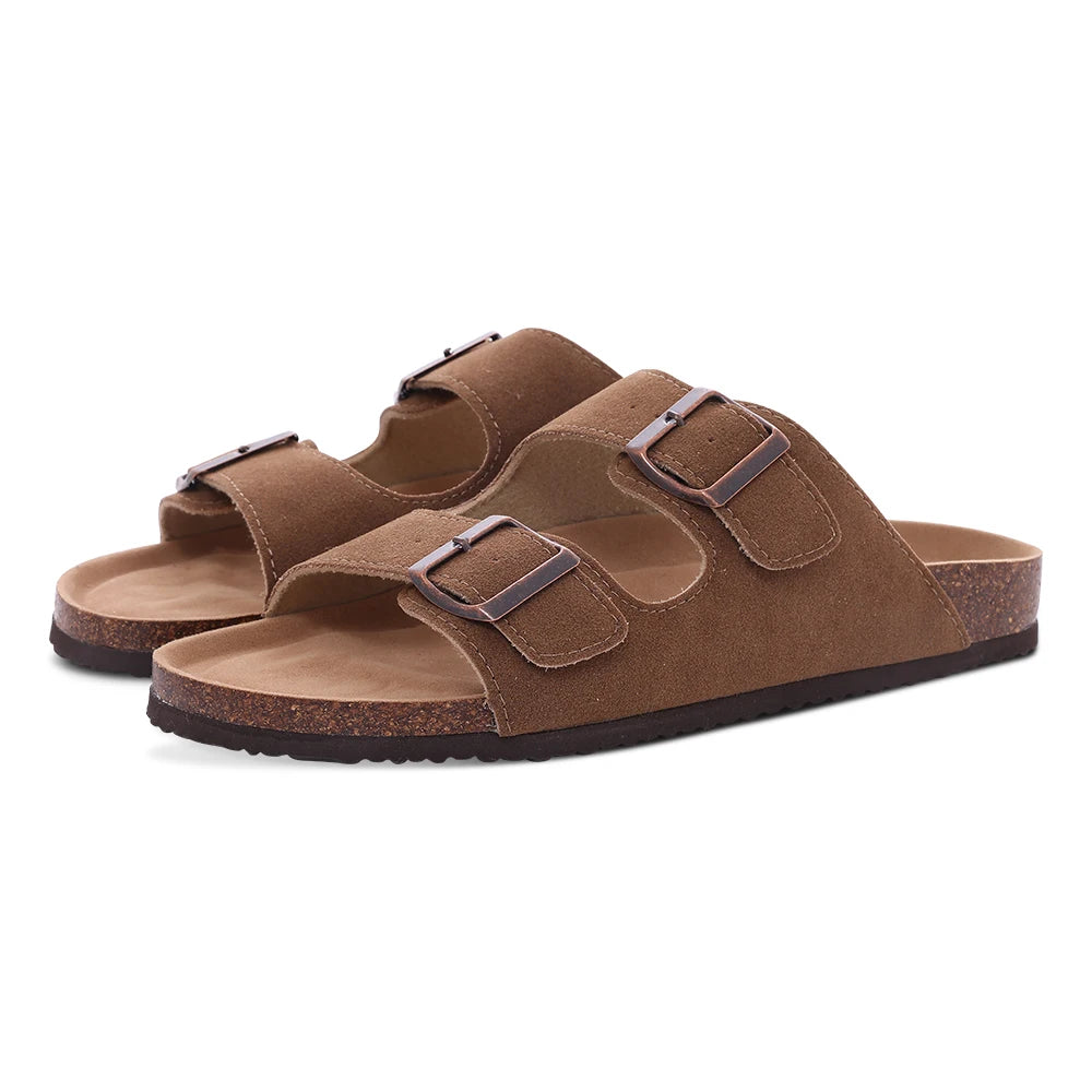Unisex Classic Cork Sandals – Soft Thick Sole Open-Toe Flat Slippers for Summer & Home