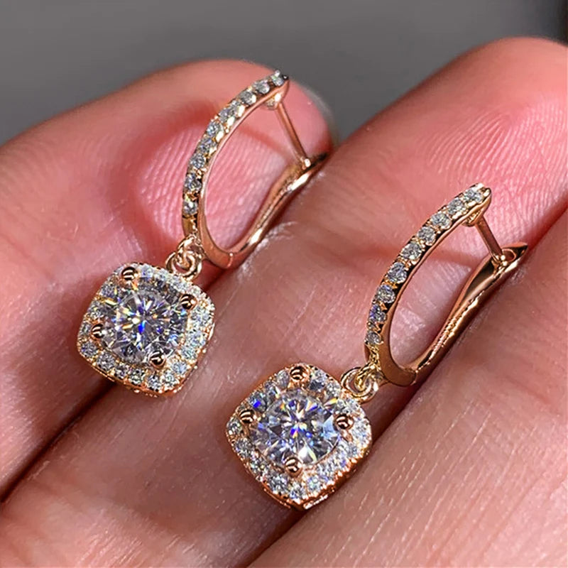 Square Drop Earrings – Elegant Bridal Dangle Jewelry for Women