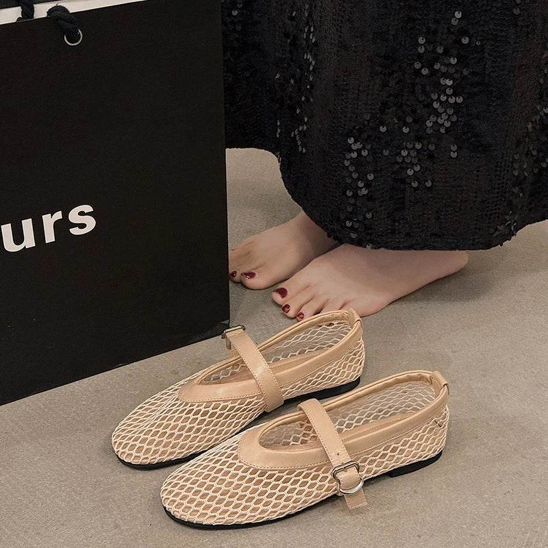 Breathable Hollow Ballet – Women’s Round Toe Mary Jane Sandals for Casual Comfort - Stylemein