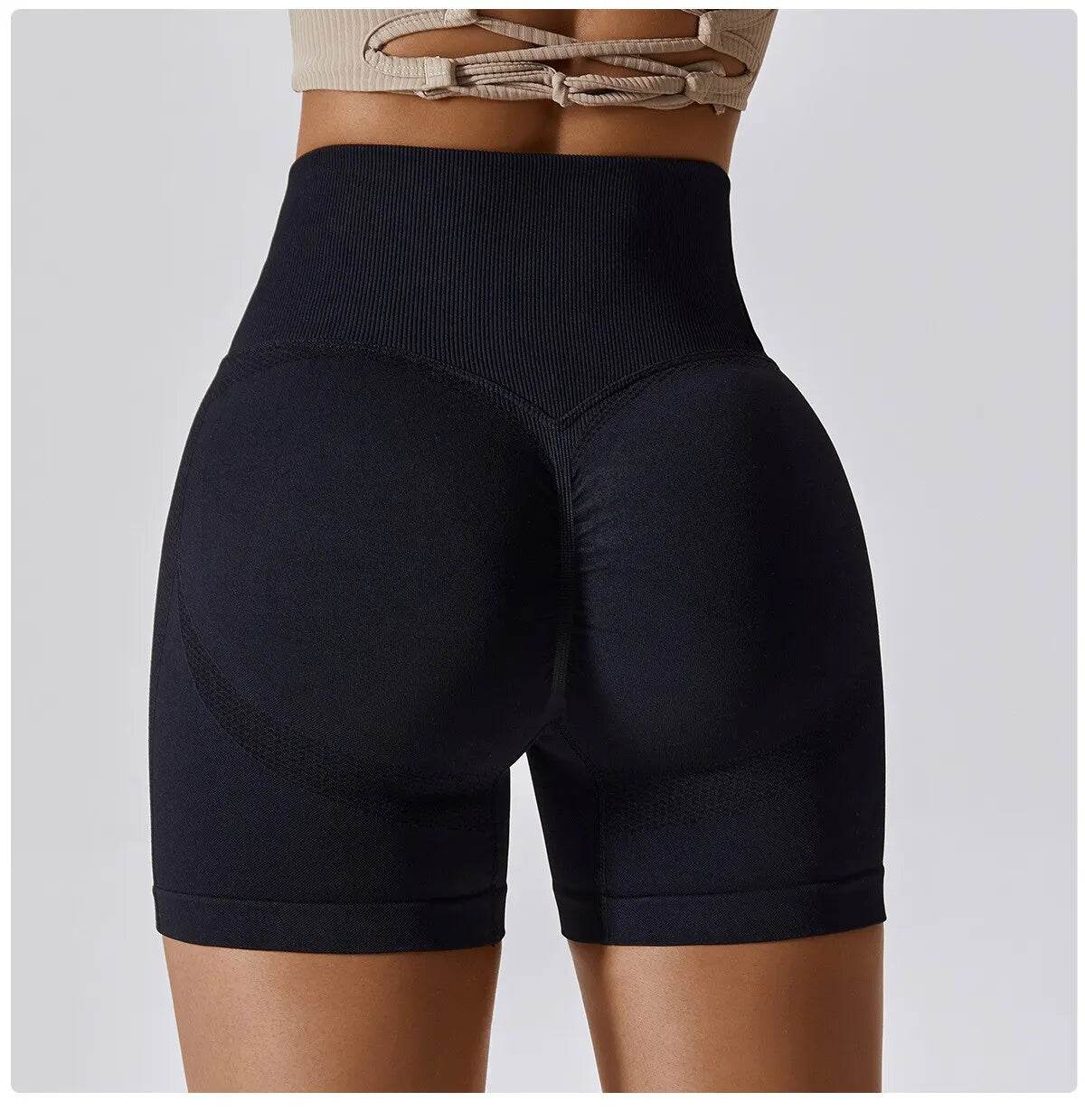 High Waist Seamless Sports Shorts – Women’s Push-Up Gym & Yoga Fitness Shorts - Stylemein